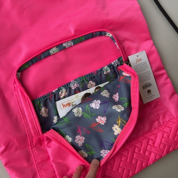 NWT Lug Jumping Jack Drawstring Backpack Magenta Neon Pink - Picture 8 of 12